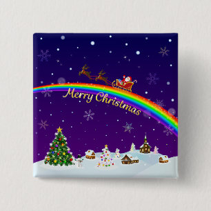 Chapa Cuadrada Rainbow Santa Claus