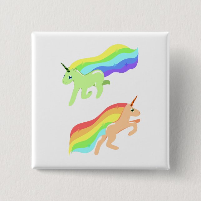 Chapa Cuadrada Rainbow Unicorns (Anverso)