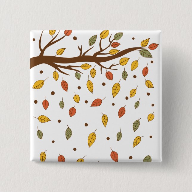 Chapa Cuadrada rama de hoja aislada de otoño (Anverso)