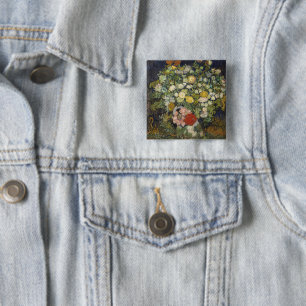 Chapa Cuadrada Ramo Floral Impresionista Vintage Van Gogh