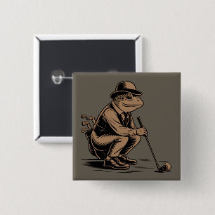 Chapa Cuadrada Rana Retro Divertida Rana Retro Amante del Golf