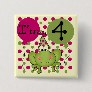 Chapa Cuadrada Rana rosada 4ª camisetas de cumpleaños y regalos