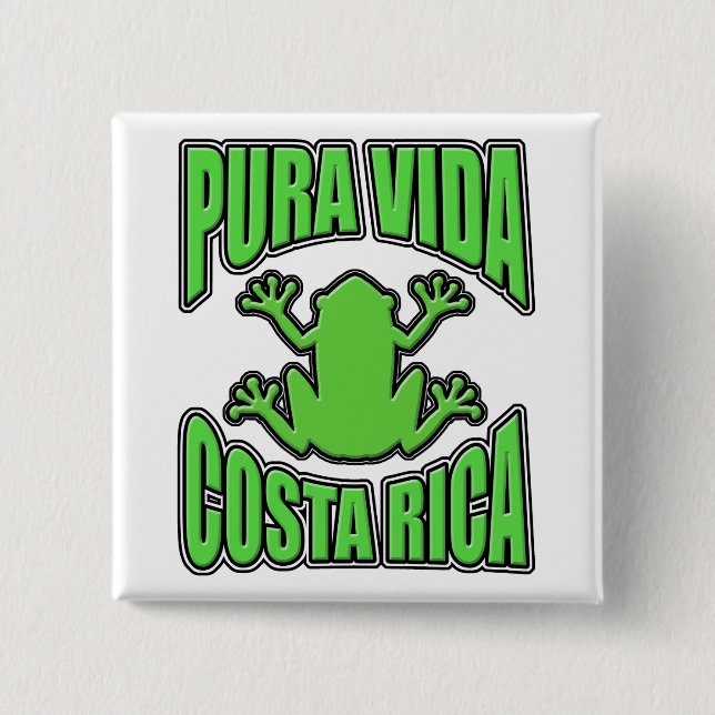 Chapa Cuadrada Rana verde de Pura Vida Costa Rica (Anverso)