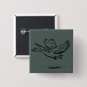 Chapa Cuadrada Rana Vintage Cabalgando Ganso Naturaleza Caprichos