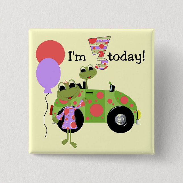 Chapa Cuadrada Ranas de bacalao camisetas de tercer cumpleaños y  (Anverso)