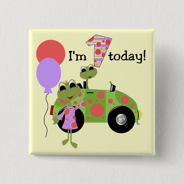 Chapa Cuadrada Ranas de sangre primer cumpleaños (Anverso)