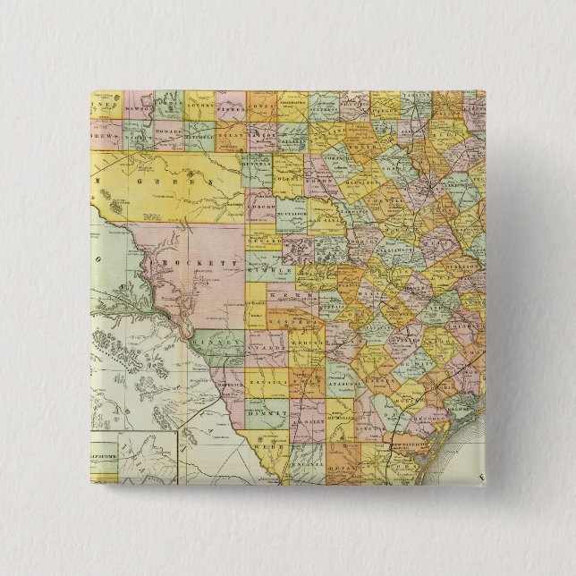 Chapa Cuadrada Rand McNally Railroad And County Map Of Texas (Anverso)
