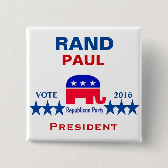 Chapa Cuadrada Rand Paul para el presidente 2016 (Anverso)