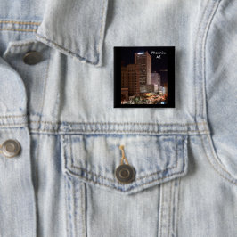 Chapa Cuadrada Rascacielos de Phoenix Arizona de Noche Pinback