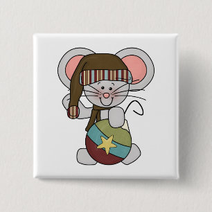 Chapa Cuadrada Ratón del navidad con el ornamento