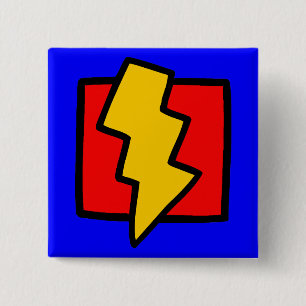 Chapa Cuadrada Rayo azul y amarillo rojo