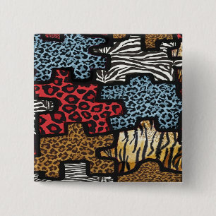 Chapa Cuadrada RB Rockabilly Leopard Puzzle Zebra Impresión de re