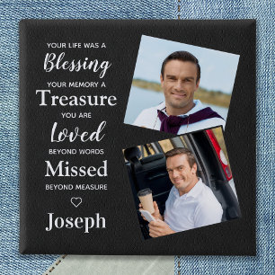 Chapa Cuadrada Recuerdo conmemorativo Poem Faux Leather Photo