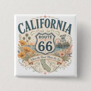 Chapa Cuadrada Recuerdo de la ruta 66 de la costa dorada de Calif