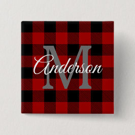 Chapa Cuadrada Red Buffalo Plaid | Personal Inicial | Regalo