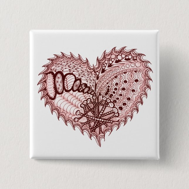 Chapa Cuadrada Red Heart Fire Doodle (Anverso)