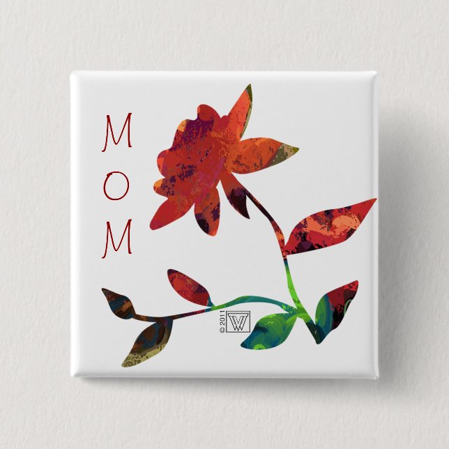 Chapa Cuadrada Red Rose Art MOM (Anverso)