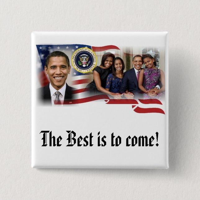 Chapa Cuadrada Reelección 2012 de presidente Obama (Anverso)