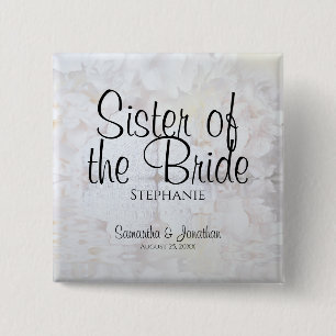 Chapa Cuadrada Reflexiones blancas Hermana de la novia Nametag