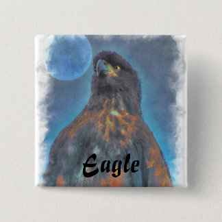 Chapa Cuadrada Regal Jóven águila calva y pintura lunar