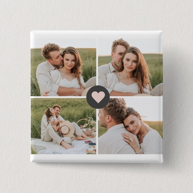 Chapa Cuadrada Regalo de fotografía familiar personalizada de Col (Anverso)