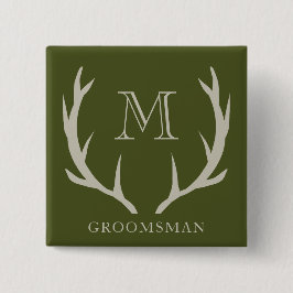 Chapa Cuadrada Regalo de Groomsmen, Personalizado de Antler Verde
