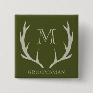Chapa Cuadrada Regalo de Groomsmen, Personalizado de Antler Verde