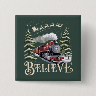 Chapa Cuadrada Regalo de Navidad del Polar Express Cree Xmas Invi