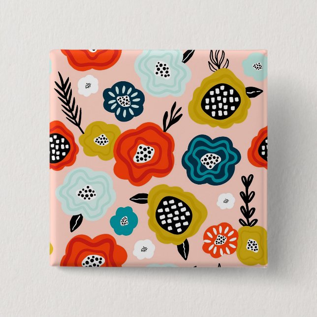 Chapa Cuadrada Regalo de Navidad Flores Decorativas Creativas (Anverso)