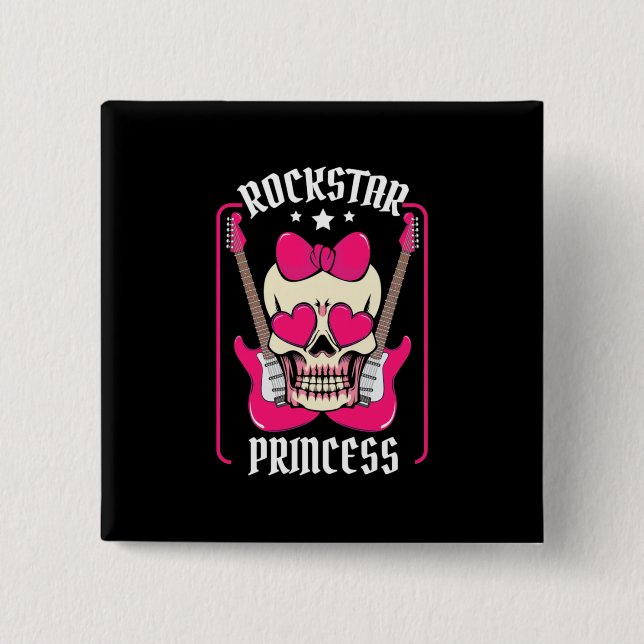 Chapa Cuadrada Regalo de Navidad | Rockstar Princess Skull (Anverso)