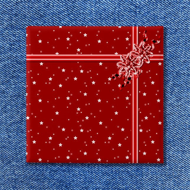 Chapa Cuadrada Regalo Envuelto en Rojo  (Red Wrapped Present - Customized Button)