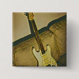 Chapa Cuadrada Regalo para guitarrista bajista de profesor de mús