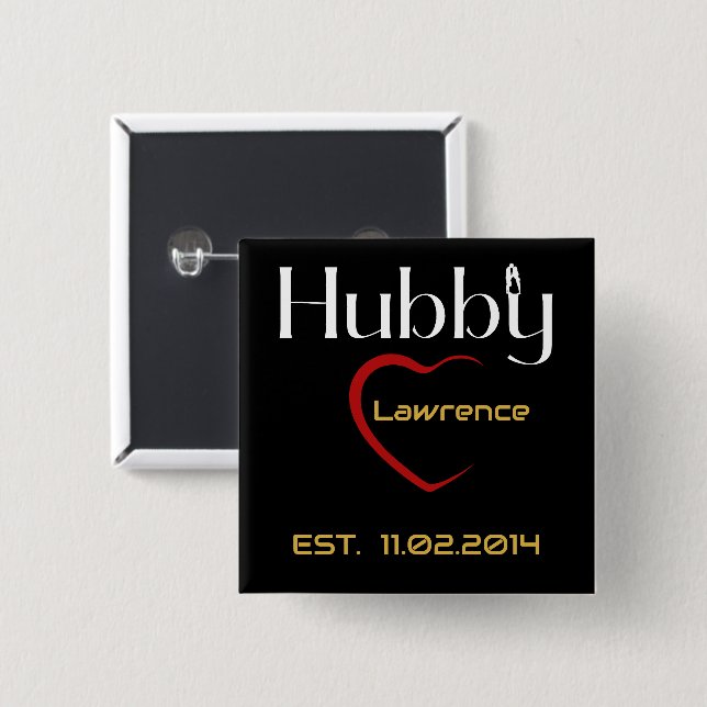 Chapa Cuadrada Regalo por el aniversario del Boda Hubby Wifey (Anverso y reverso)