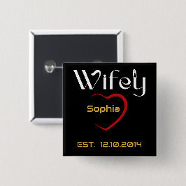 Chapa Cuadrada Regalo por el aniversario del Boda Hubby Wifey