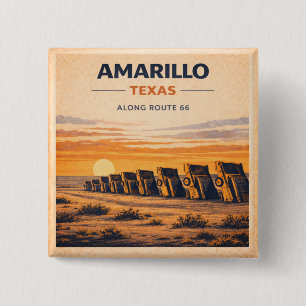 Chapa Cuadrada Regalo Retro de Amarillo Ruta 66 Desierto