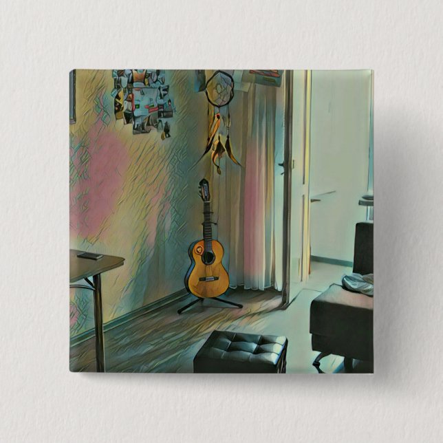 Chapa Cuadrada Regalos de guitarra para ella (Anverso)