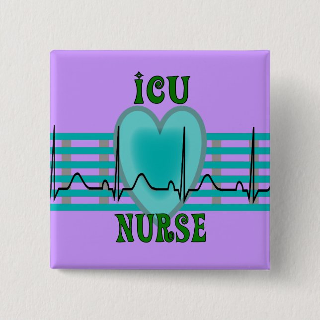Chapa Cuadrada Regalos de la enfermera de ICU, QRS y diseño del (Anverso)