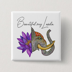 Chapa Cuadrada Regalos de Sri Lanka con elefante y Lotus