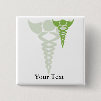 Chapa Cuadrada regalos médicos caduceus verdes