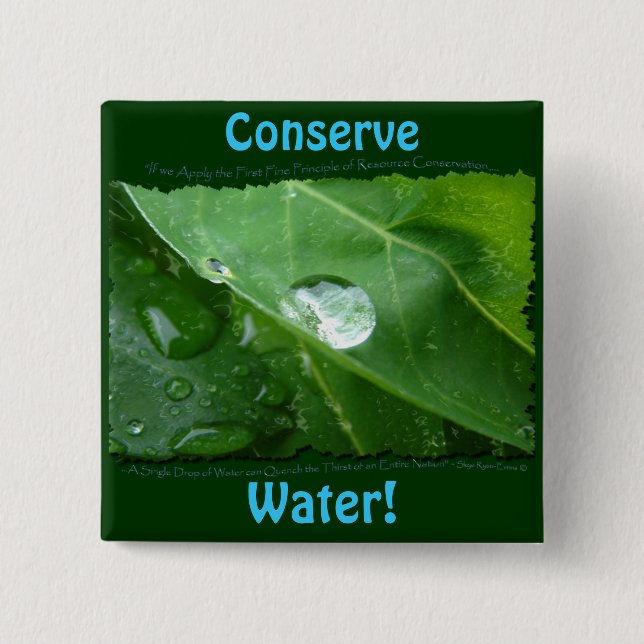 Chapa Cuadrada Regalos y engranajes para la CONSERVACIÓN DE AGUA  (Anverso)