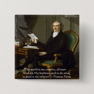 Chapa Cuadrada Regalos y Tarjetas de la cita de Thomas Paine "Mis