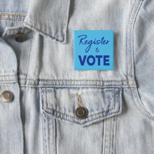Chapa Cuadrada Regístrese para votar - texto azul moderno