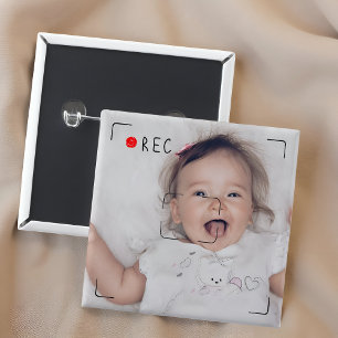 Chapa Cuadrada Registro Divertido Punto Rojo Foto Personalizada