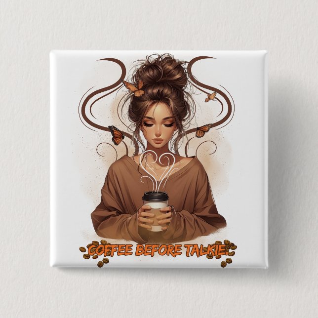 Chapa Cuadrada Reina de la cafeína (Anverso)