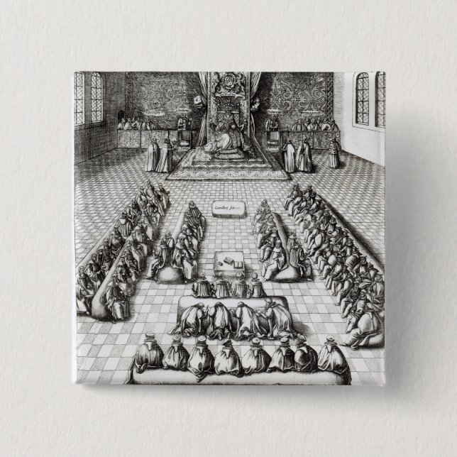 Chapa Cuadrada Reina Elizabeth I en el parlamento (Anverso)