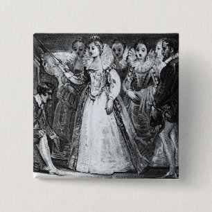 Chapa Cuadrada Reina Elizabeth I Francis Drake Knighting