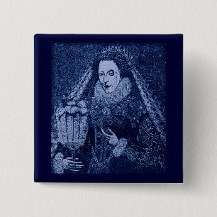 Chapa Cuadrada Reina Isabel I en azul