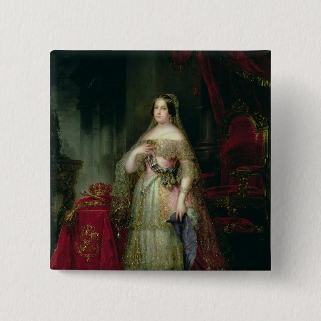 Chapa Cuadrada Reina Isabel II de España (Anverso)