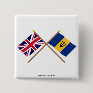 Chapa Cuadrada Reino Unido y banderas cruzadas Barbados