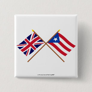 Chapa Cuadrada Reino Unido y banderas cruzadas Puerto Rico